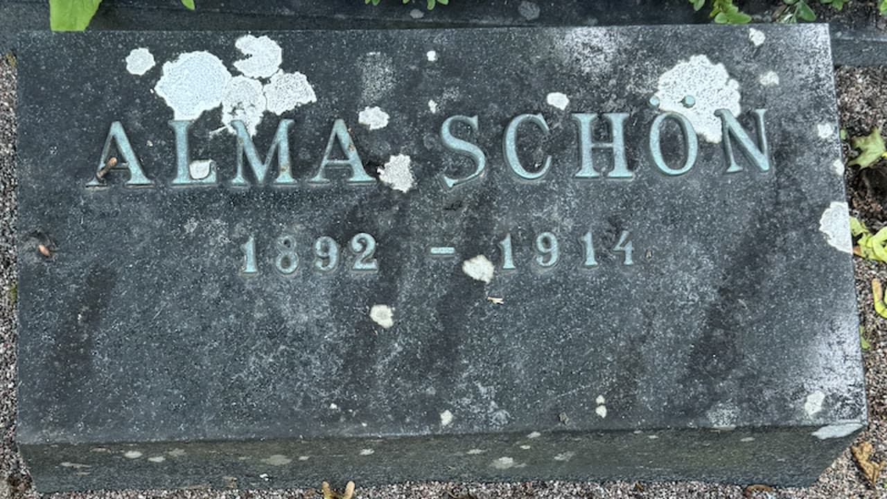Gravsten i mörk granit före tvätt – matt yta täckt av ljusa lavfläckar och grå beläggning
